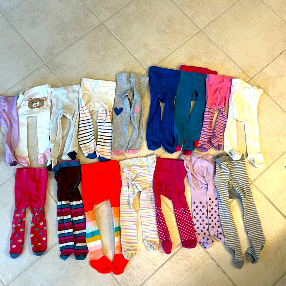 Big lot of baby tights - 16 pairs! size 12-18 months and 18-24. Euro brands.